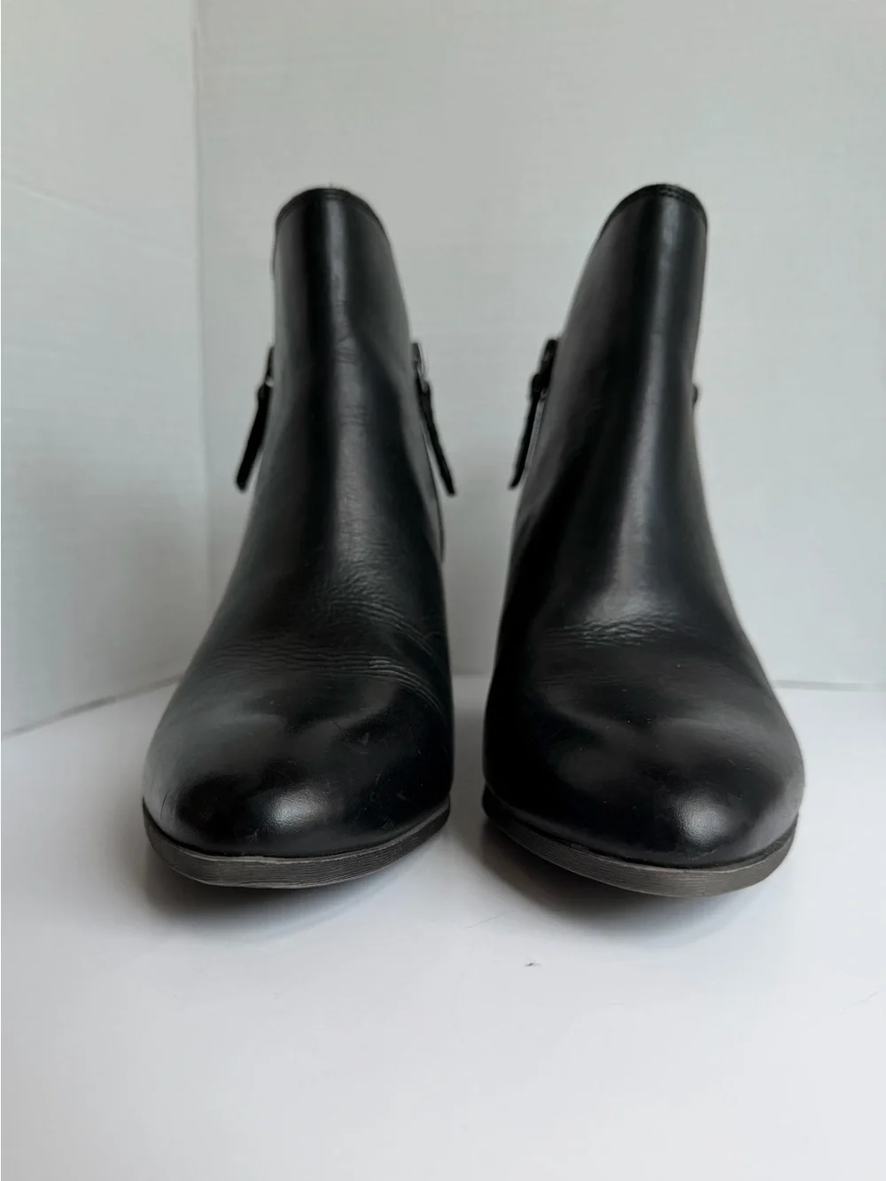 FRYE Judith Leather Ankle Boots Black Booties Block Heel